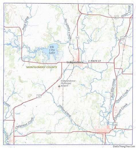 Fawn Creek Topo Map in Montgomery County, Kansas.